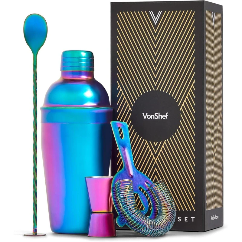 Image of VonShef Iridescent 4pc Cocktail Shaker Set Multi