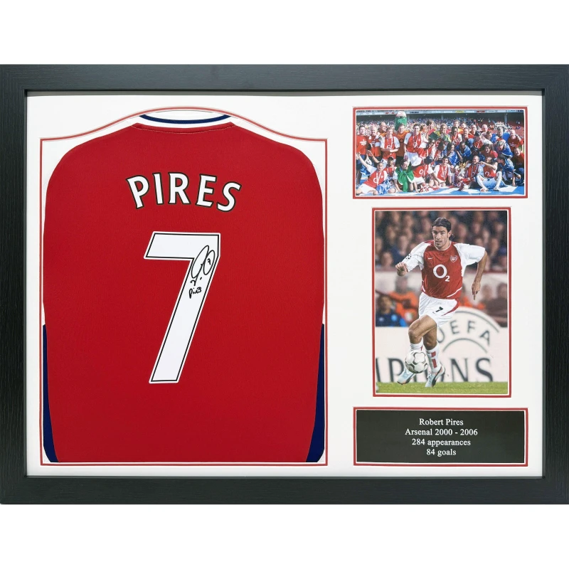 Image of AllStarSignings Ltd Robert Pires signed & framed Arsenal shirt Red unisex One Size
