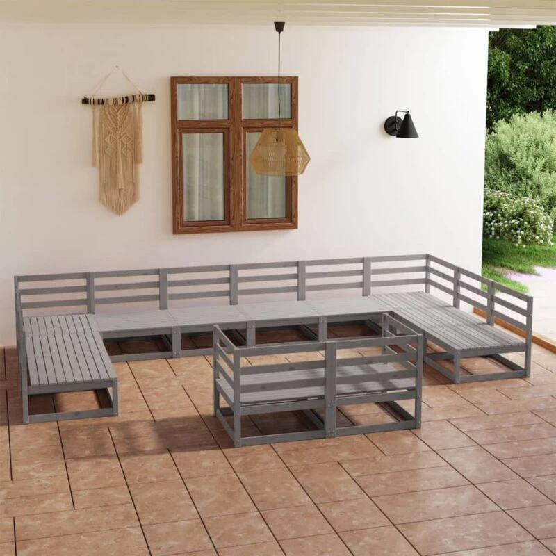 Image of VIDAXL 12 Piece Garden Lounge Set Solid Pinewood Vidaxl 8720286473245