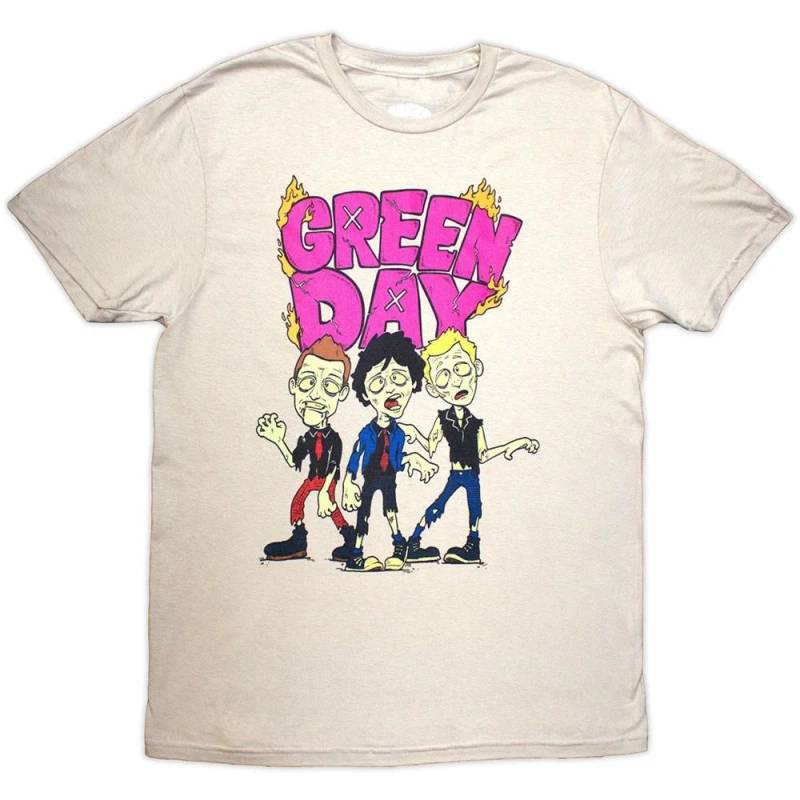 Image of green day Green Day Men Walking Zombies T-Shirt in Light Sand Size: Small Light Sand S Male 5063806642299
