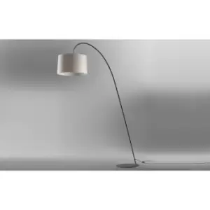 Image of Losanna Black Arc Floor Lamp, Fabric Shade