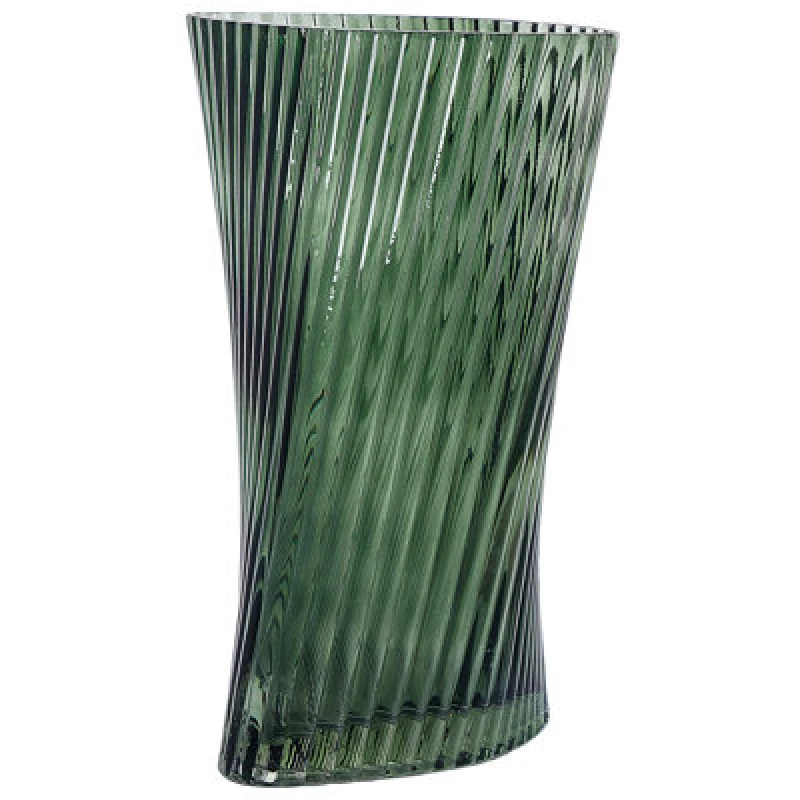 Image of Beliani Flower Vase Marpissa Glass 26cm Dark Green