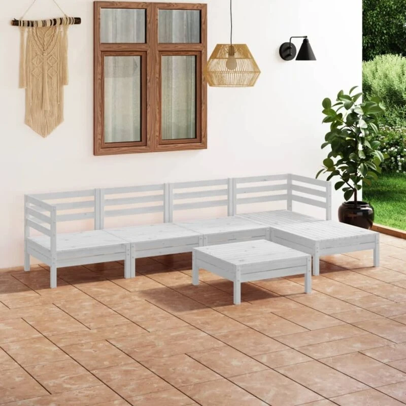 Image of VIDAXL 6 Piece Garden Lounge Set Solid Pinewood White Vidaxl 8720286685655