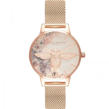 Image of Watercolour Florals Rose Gold Bee Watch