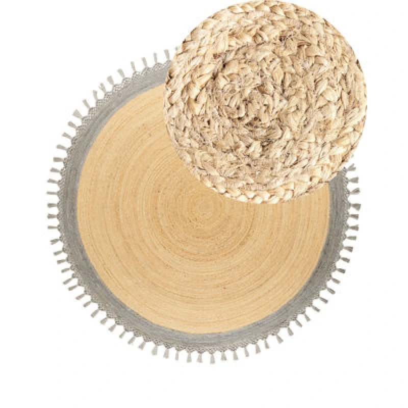 Image of Beliani Boho Rug Marts Grey 200 Cm Jute