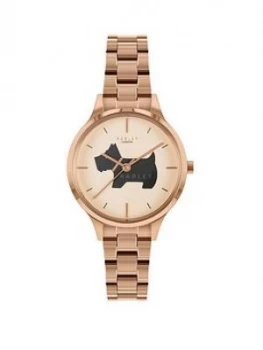 Image of Radley Meridan Grey Dog Dial Rose Gold Stainless Steel Bracelet Ladies Watch