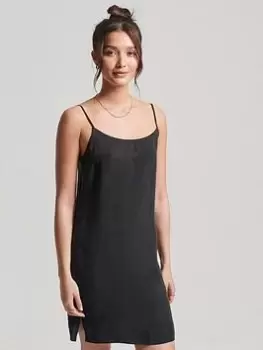 Image of Superdry Studios Cupro Mini Dress -black, Black, Size 14, Women