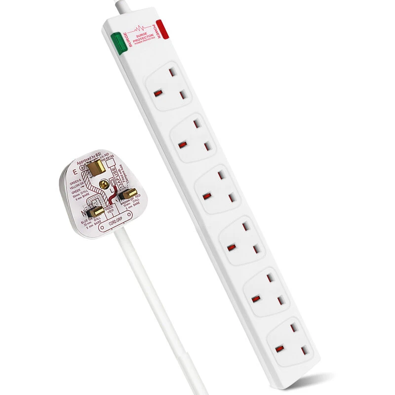 Image of Komore 6 Gang Surge-Protected Extension Lead 3M, 13A