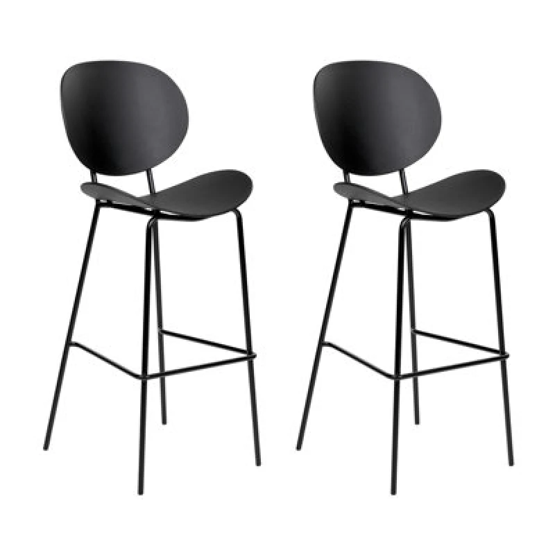 Image of Beliani Set Of 2 Bar Chairs Shonto Black