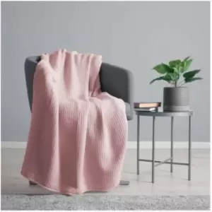 Image of Belledorm Luxury Waffle Throw (One Size) (Blush)