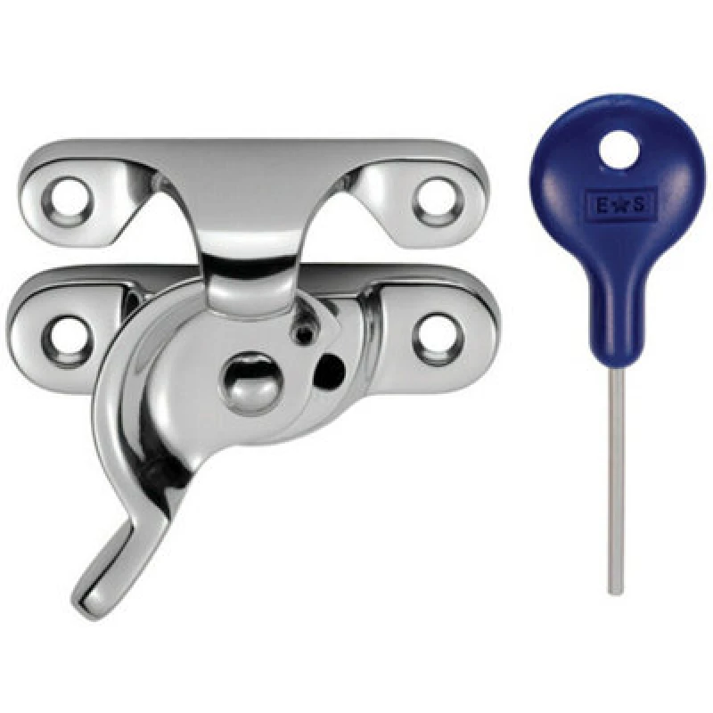 Image of Loops Locking Fitch Pattern Sash Window Fastener 49mm Fixing Centres Polished Chrome Multi unisex