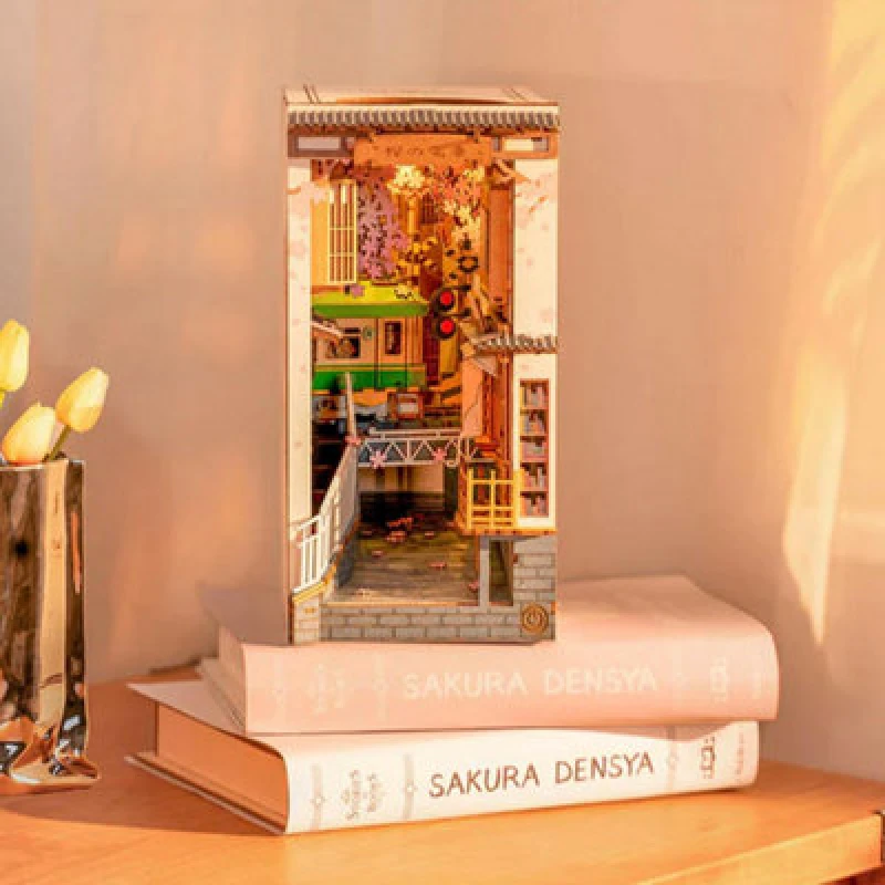 Image of Rolife Sakura Densya 3D Wooden DIY Miniature House Book Nook