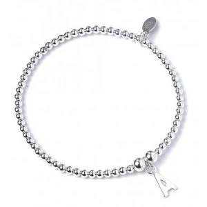 Image of Initial A Charm with Sterling Silver Ball Bead Bracelet