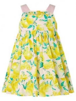 Image of Monsoon S.E.W. Baby Girls Leonie Lemon Dress - Pink, Size 9-12 Months