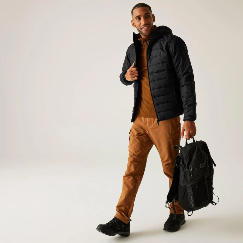 Image of Regatta Mens Helfa Insulated Warm Quilted Hooded Jacket L - Chest 41-42' (104-106.5cm) Black RMN154-800-L