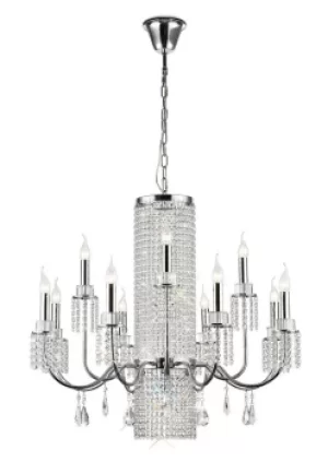 Image of Emily Ceiling Pendant Chandelier 8+4 Light Polished Chrome, Crystal