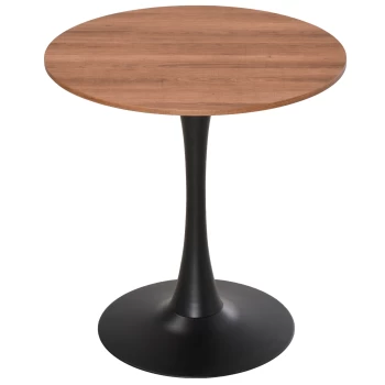 Image of HOMCOM Modern Round Dining Table Leisure Coffee Bistro Table with Metal Base for Kitchen & Dining Room Brown
