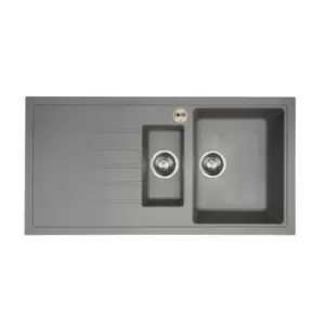 Image of Bristan Gallery Quartz Easyfit Sink 1.5 Bowl Dawn Grey Left Drainer - 293401