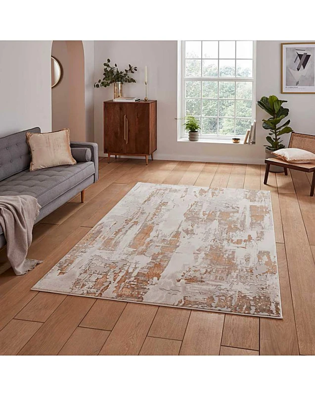 Image of Think Rugs Think Rugs Apollo Modern Linear Rug Grey/Bronze - Think Rugs - Size: 120X170 Grey/Bronze 120X170 MP90302