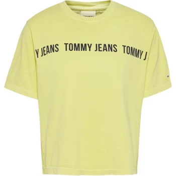 Image of Tommy Jeans Tommy Jeans Crop Tape T Shirt - LT3 SHADOW LIME