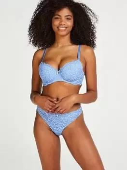 Image of Hunkemoller HUNKEMOLLER Rose Padded Underwired Bra, Blue, Size 34C, Women