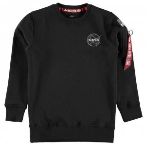 Image of Alpha Industries NASA Badge Crew Neck Sweater - Black