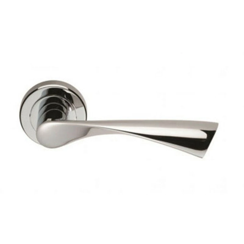 Image of Loops PAIR Angular Twisted Handle on Round Rose Concealed Fix Polished Chrome Multi