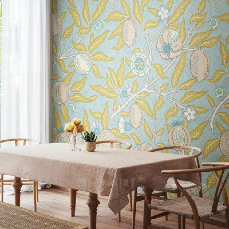 Image of Origin Murals Fruit And Foliage - Wedgewood Blue Matt Smooth Paste The Wall Mural 350Cm Wide X 280Cm High