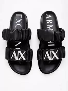 Image of Armani Exchange Double Strap Sandal -black, Black, Size 37, Women