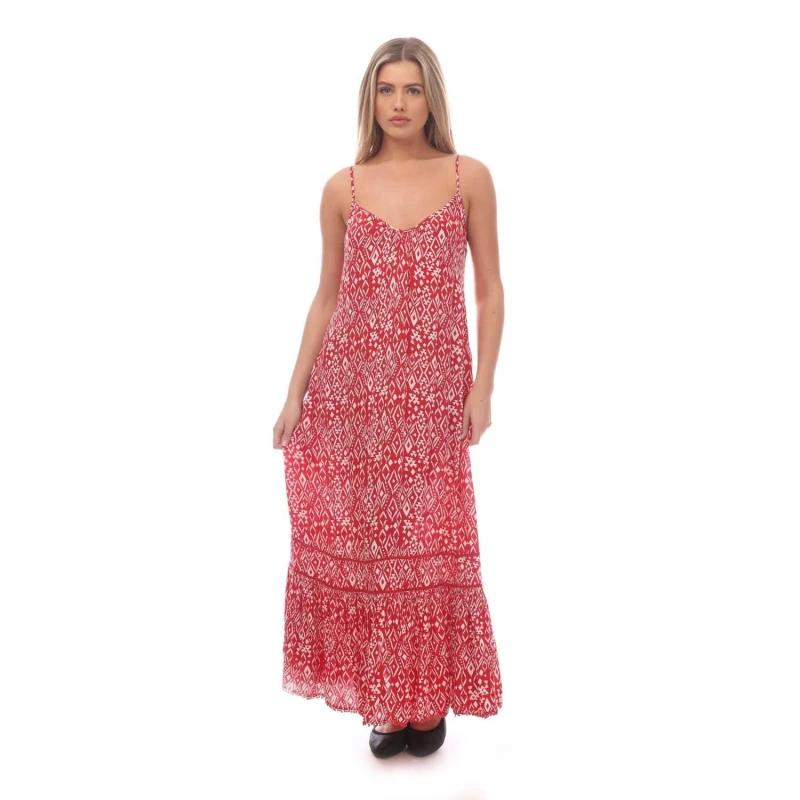 Image of Superdry Vintage Long Beach Camisole Dress Red female 10