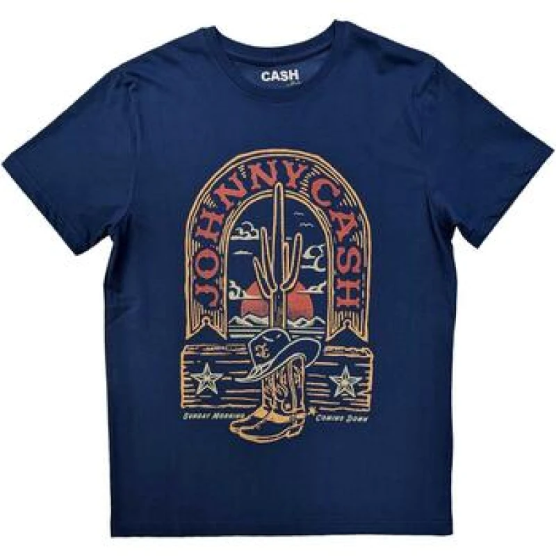 Image of Johnny Cash Johnny Cash Men Sunday Morning Coming Down T-Shirt in Blue Size: Medium Blue M Male 5063377357400