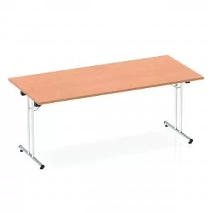 Image of Sonix Rectangular Chrome Leg Folding Meeting Table 1800x800mm Oak Ref