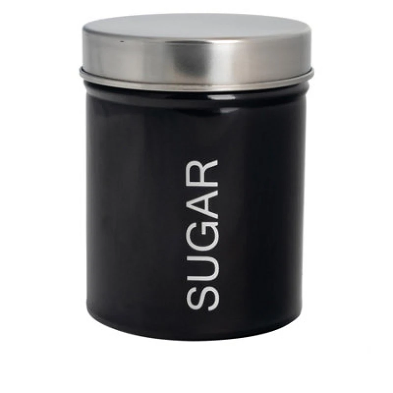 Image of Harbour Housewares Round Metal Kitchen Sugar Canister Black