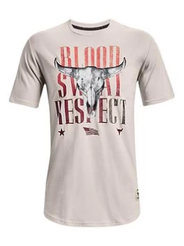 Image of Under Armour Training Project Rock Outlaw BSR T-Shirt - White/Red Size M Men