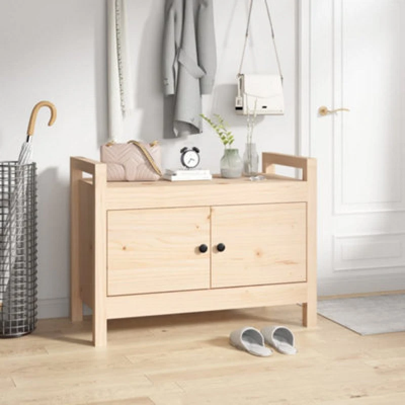 Image of Vidaxl Hall Bench 80X40X60 Cm Solid Wood Pine, Brown 821779