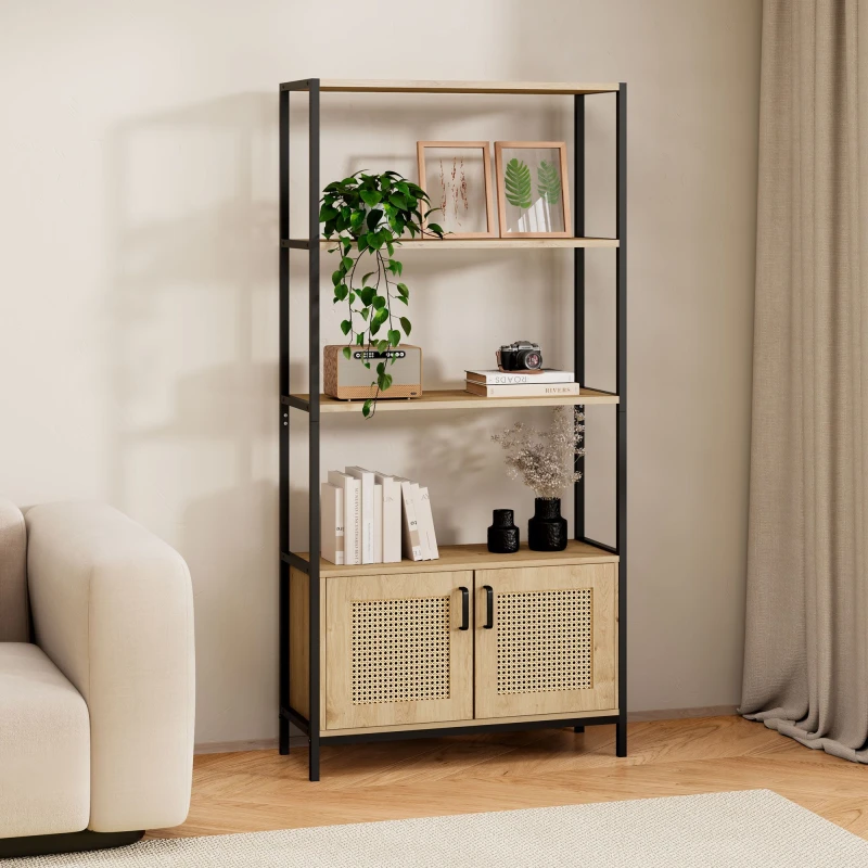 Image of Spinningfield Lena Rattan Bookstand with Storage Beige