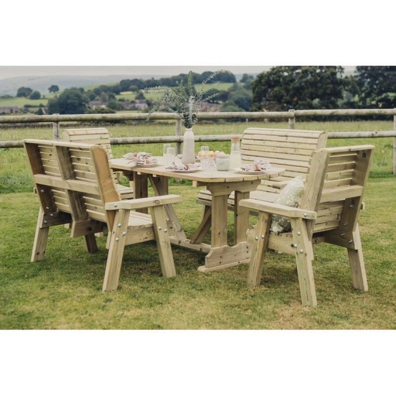 Image of Churnet Valley Garden Furniture Ltd Ergo 2X2B 2XC Table Set - Min. Assembly Required - Set of Cushions Inc in Brown Brown Unisex