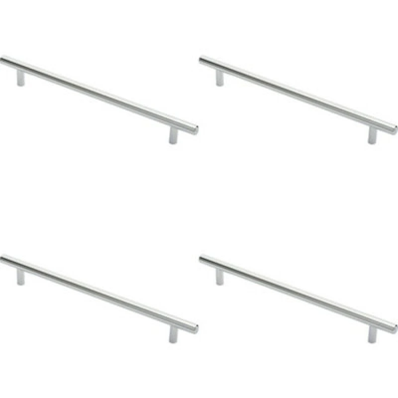 Image of Loops 4x Round T Bar Cabinet Pull Handle 284 x 12mm 224mm Fixing Centres Chrome Multi unisex