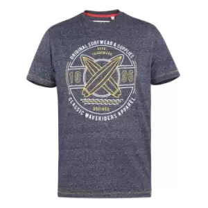 Image of Duke Mens Wannock D555 Surfboard T-Shirt (5XL) (Navy Twist/Yellow/White)