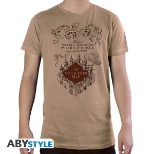 Image of Harry Potter - Marauder'S Map Mens Medium T-Shirt - Sand