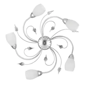 Image of Lia 5 Light Multi Arm Semi Flush Ceiling Lamp, Chrome