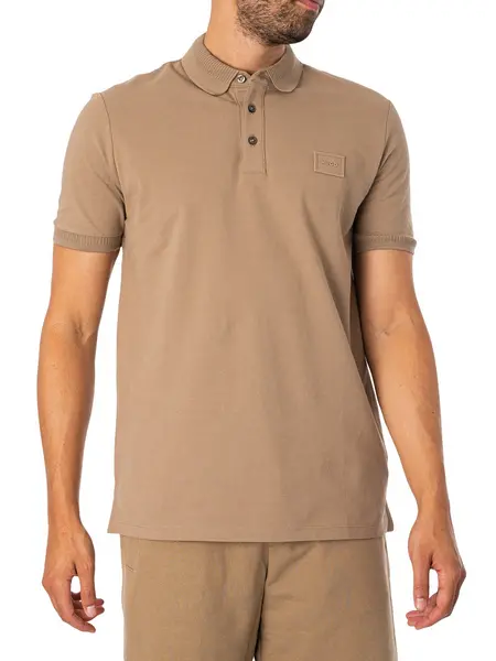 Image of HUGO Dereso Polo Shirt Open Brown S
