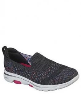 Image of Skechers Go Walk 5 Mirage Slip On Pump - Black Multi, Black/Multi, Size 8, Women