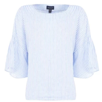 Image of Gant Linen Stripe Top - Blue