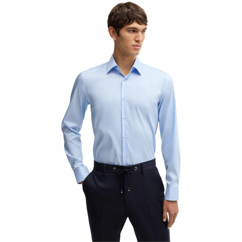 Image of Boss H-Hank-Kent-C3-214 10245425 07 Plain Shirt Mens - Blue Blue S