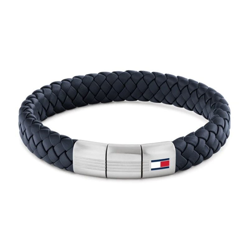Image of Tommy Hilfiger 2790660 Blue Braided Leather Bracelet - A9653