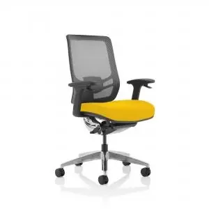 Image of Ergo Click Bespoke Fabric Seat Senna Yellow Black Mesh Back KCUP1940