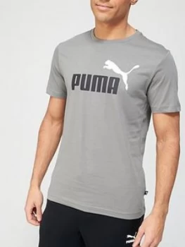 Image of Puma Essential 2 Colour Logo Tee - Grey Size M Men