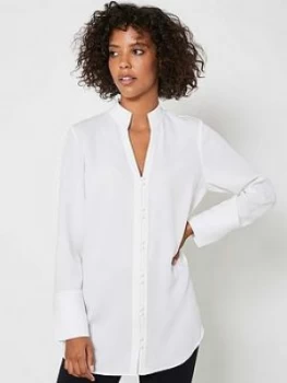 Image of Mint Velvet Stand Collar Wrap Back Shirt - Ivory