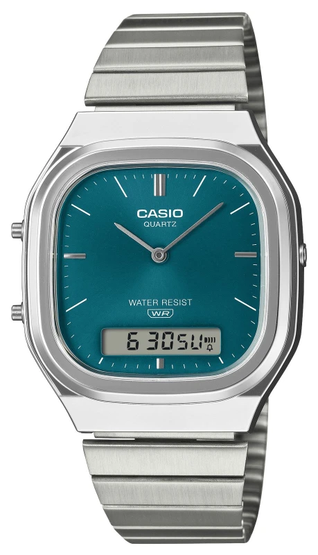 Image of Casio AQ-240E-3AEF Vintage Dual-Display (35.8mm) Turquoise Watch